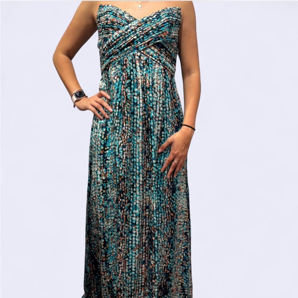 Laundry By Shelli Segal Strapless Blue Black White Dress